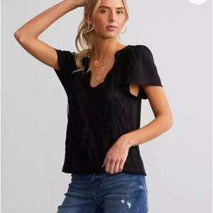 Daytrip Size S Embroidered Mesh Overlay Top Black Whimsigoth Fairy Grunge Lace